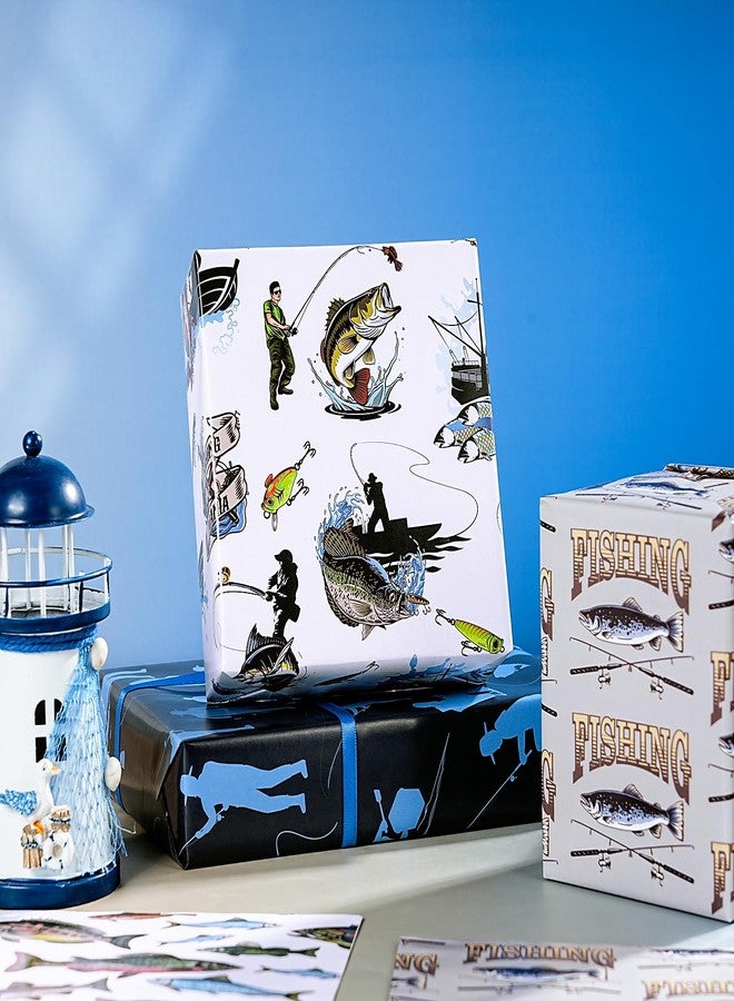 WRAPAHOLIC Fishing Wrapping Paper Sheet - 12 Sheets Folded Flat - Adventure Fishing and Fishhook 4 Design for Angler Fish Themed Birthday - 19.7 Inch X 27.6 Inch Per Sheet - Image 5